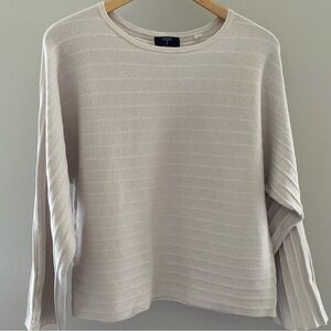 Tahari Soft Cream Ribbed Crewneck Top